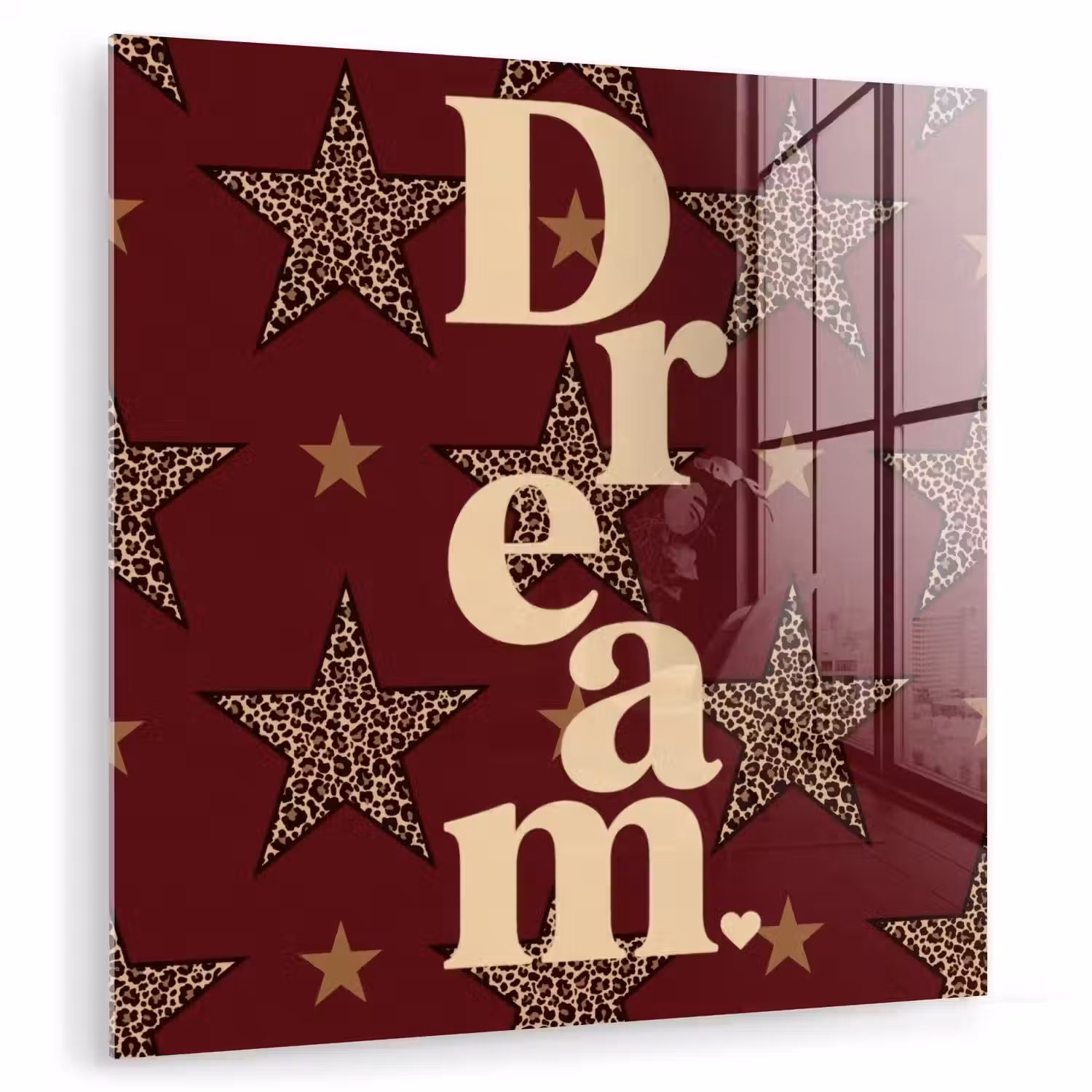 Sterren - Luipaardprint - Dream - Bordeaux plexiglas 5mm klein -zzzproduct_nieuw