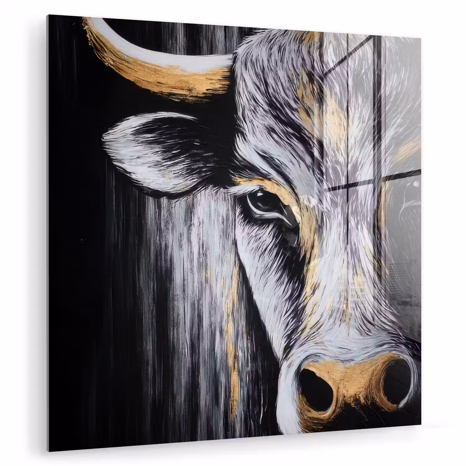 Stier - Hoorns - Snuit - Goud plexiglas 5mm klein -zzzproduct_nieuw