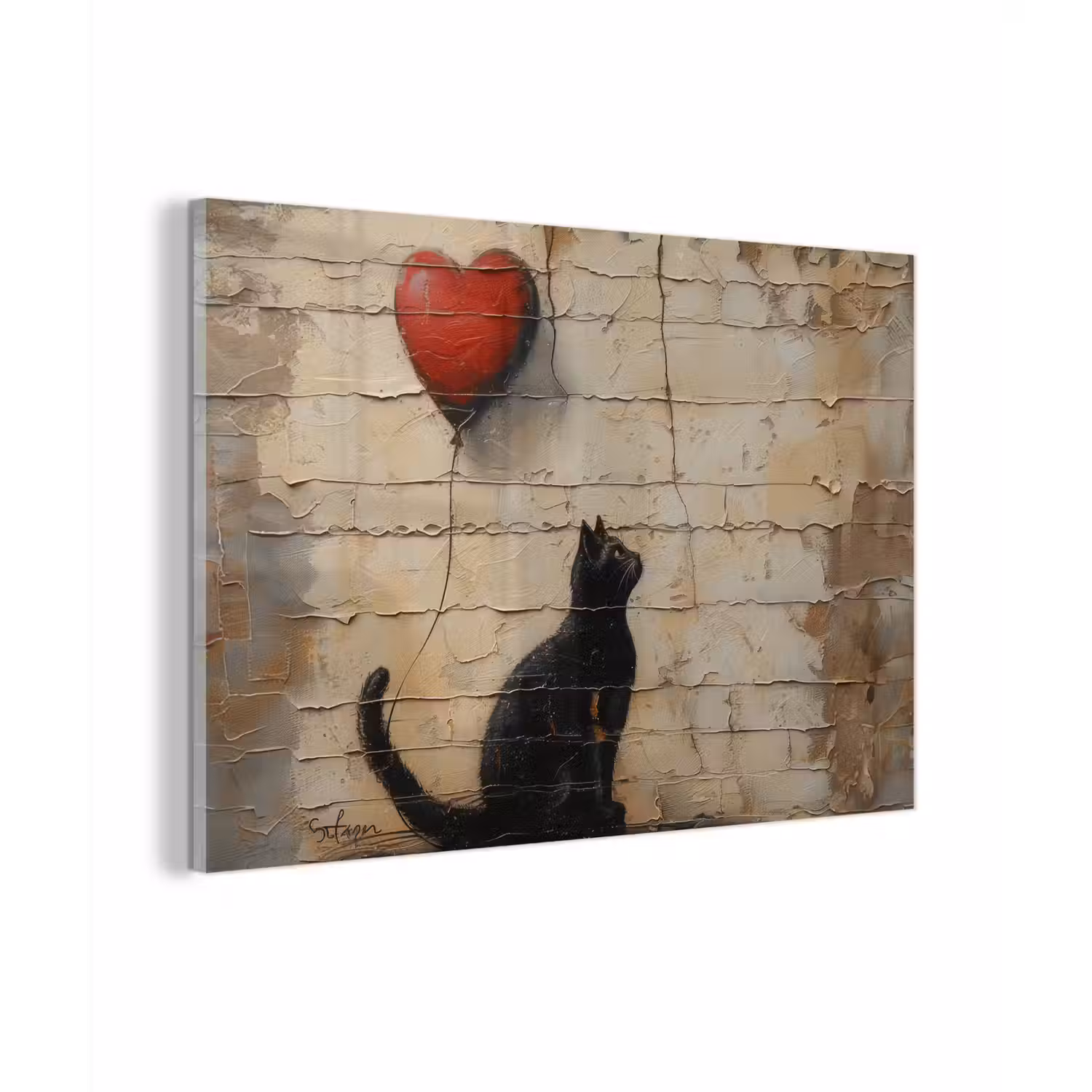 Street art - Kat - Ballon - Graffiti - Banksy plexiglas 5mm klein -zzzproduct_nieuw