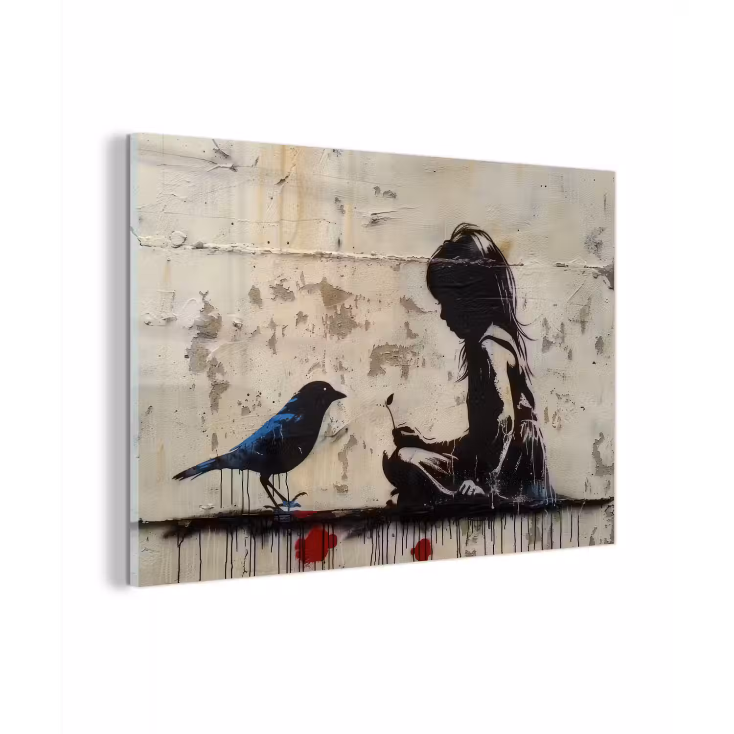 Street art - Meisje - Vogel - Graffiti - Banksy plexiglas 5mm klein -zzzproduct_nieuw