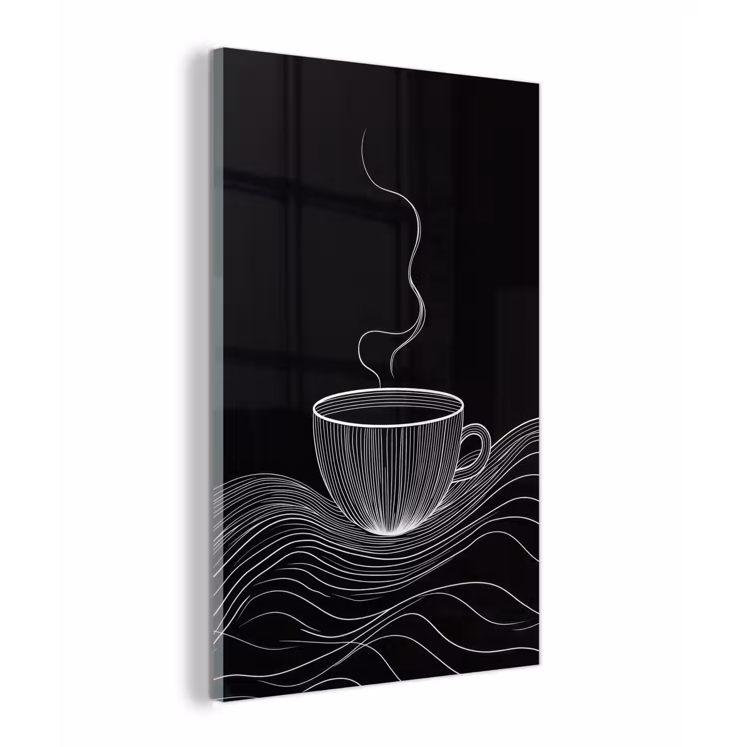 Lijntekening - Koffiekop - Zwart plexiglas 5mm klein -z3d