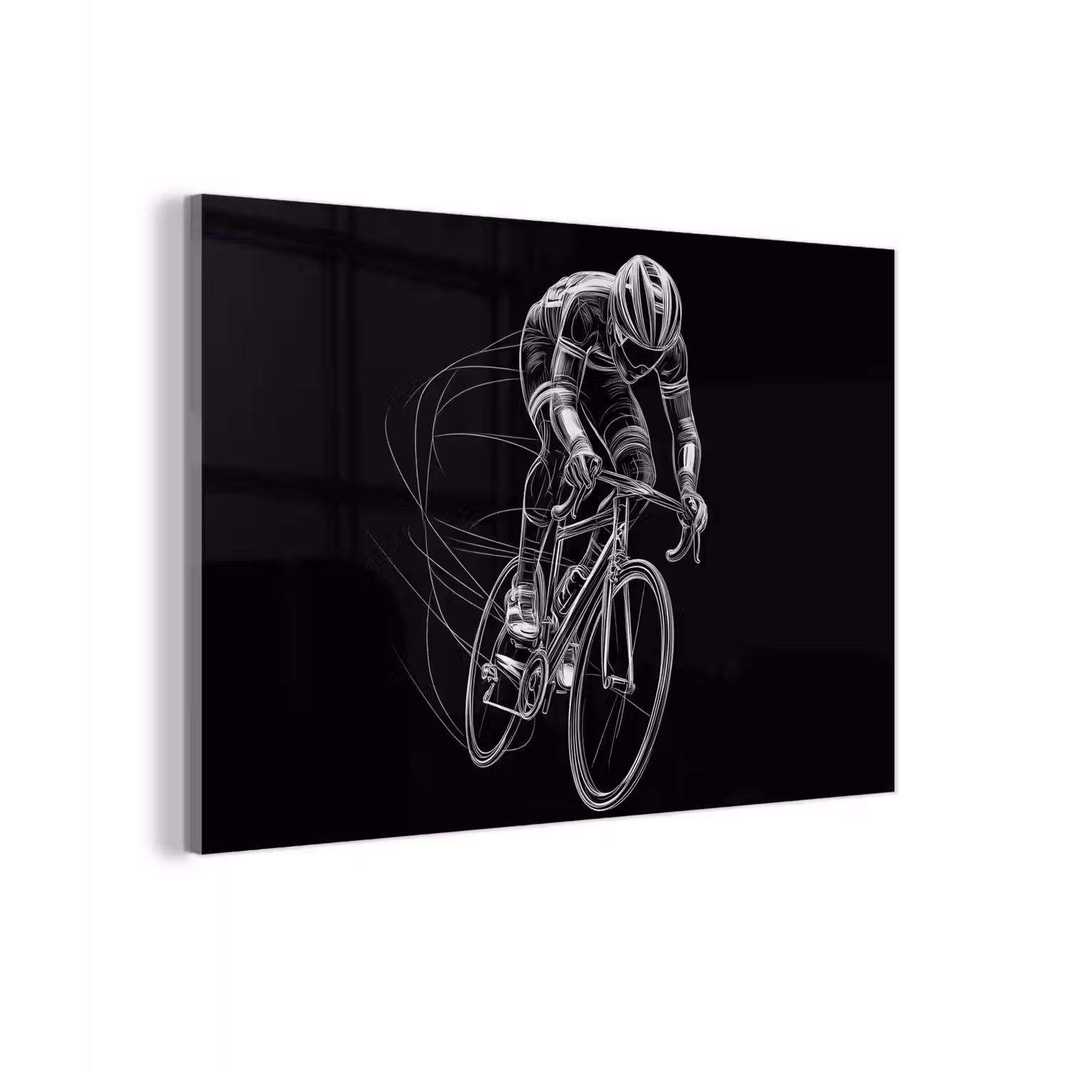 Lijntekening - Wit - Wielrennen - Snelheid plexiglas 5mm klein -zzzproduct_nieuw
