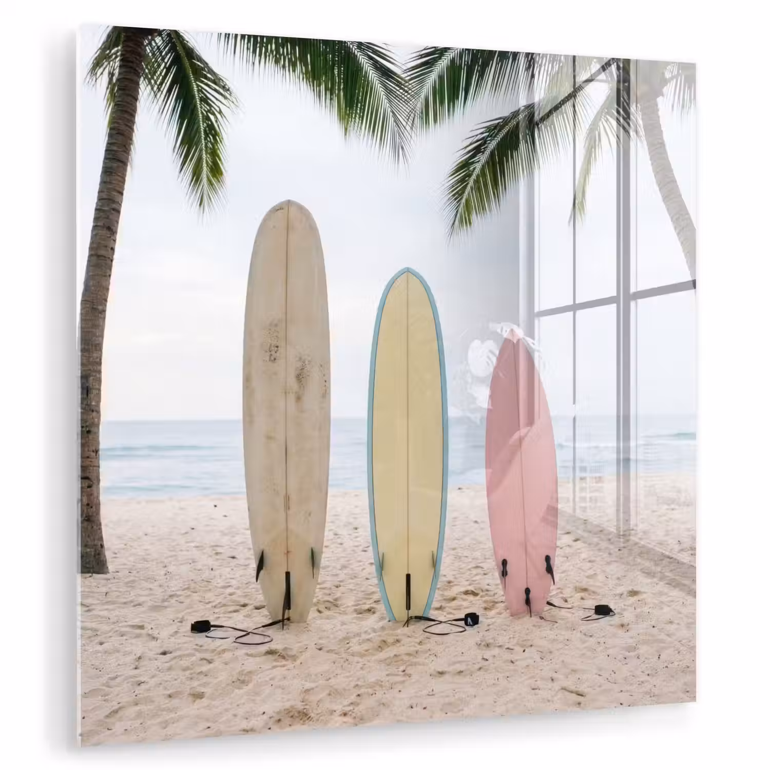 Surfboard - Palmbomen - Kleurrijk plexiglas 5mm klein -zzzproduct_nieuw