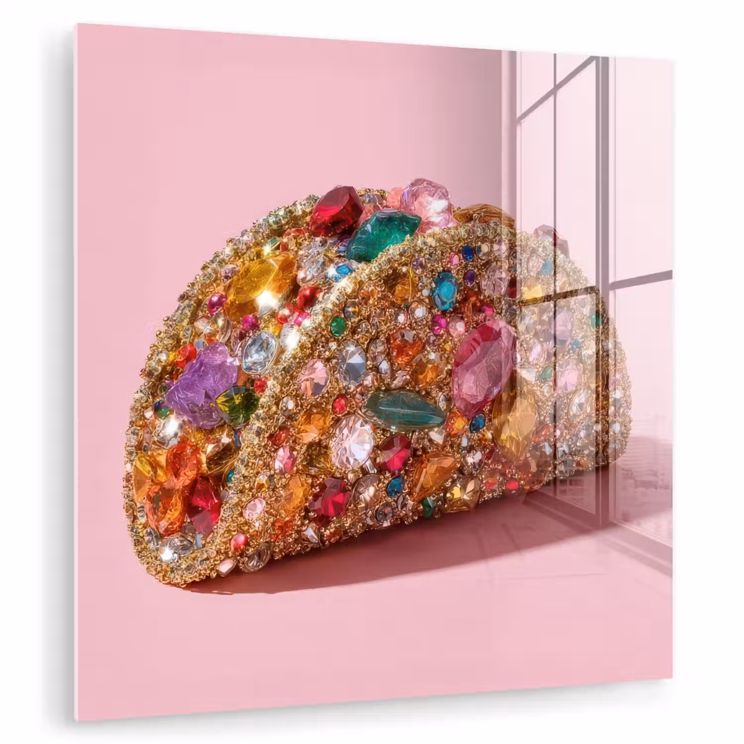 Taco - Kleurrijk - Edelstenen - Goud plexiglas 5mm klein -zzzproduct_nieuw