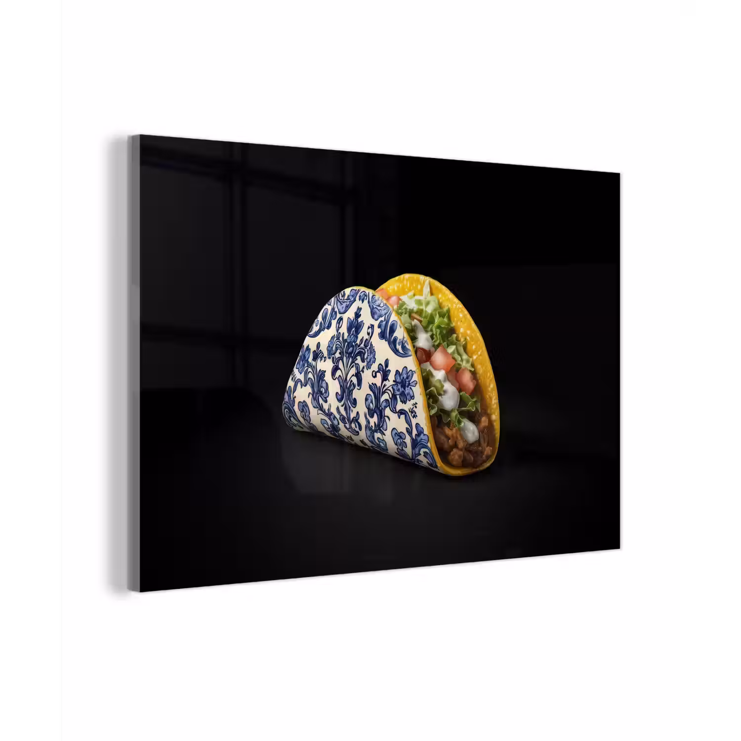Taco - Vlees - Salade - Delftsblauw - Motief plexiglas 5mm klein -zzzproduct_nieuw