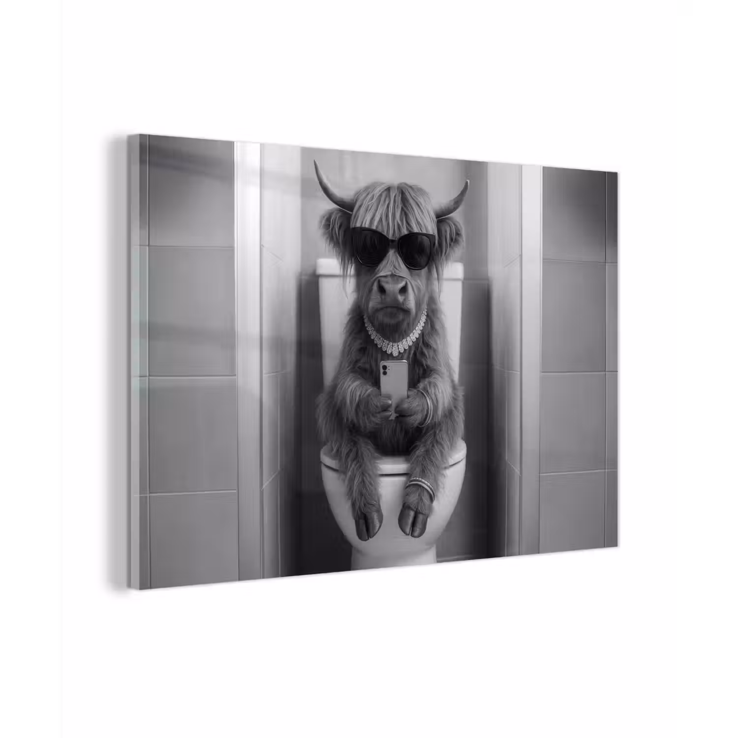 Stier - Telefoon - Toilet - Zwart - Wit plexiglas 5mm klein -zzzproduct_nieuw