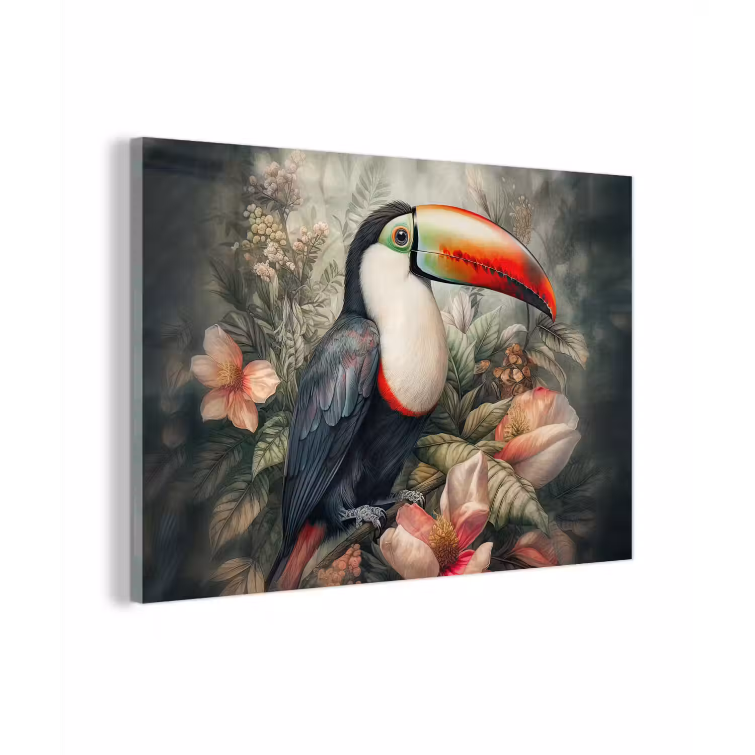 Toekan - Vogels - Bloemen - Planten - Tropisch plexiglas 5mm klein -zzzproduct_nieuw