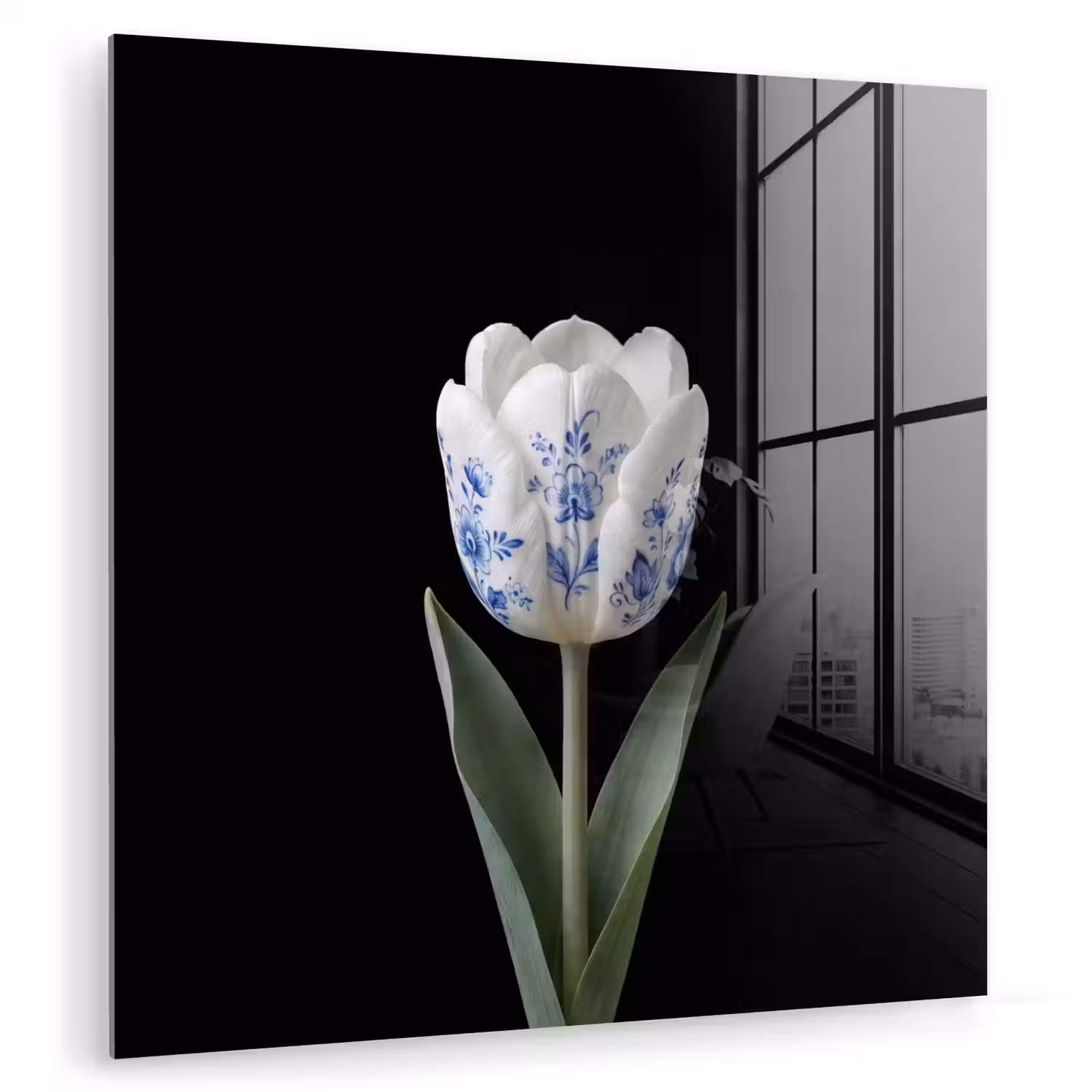 Tulp - Patroon - Blauw plexiglas 5mm klein -zzzproduct_nieuw