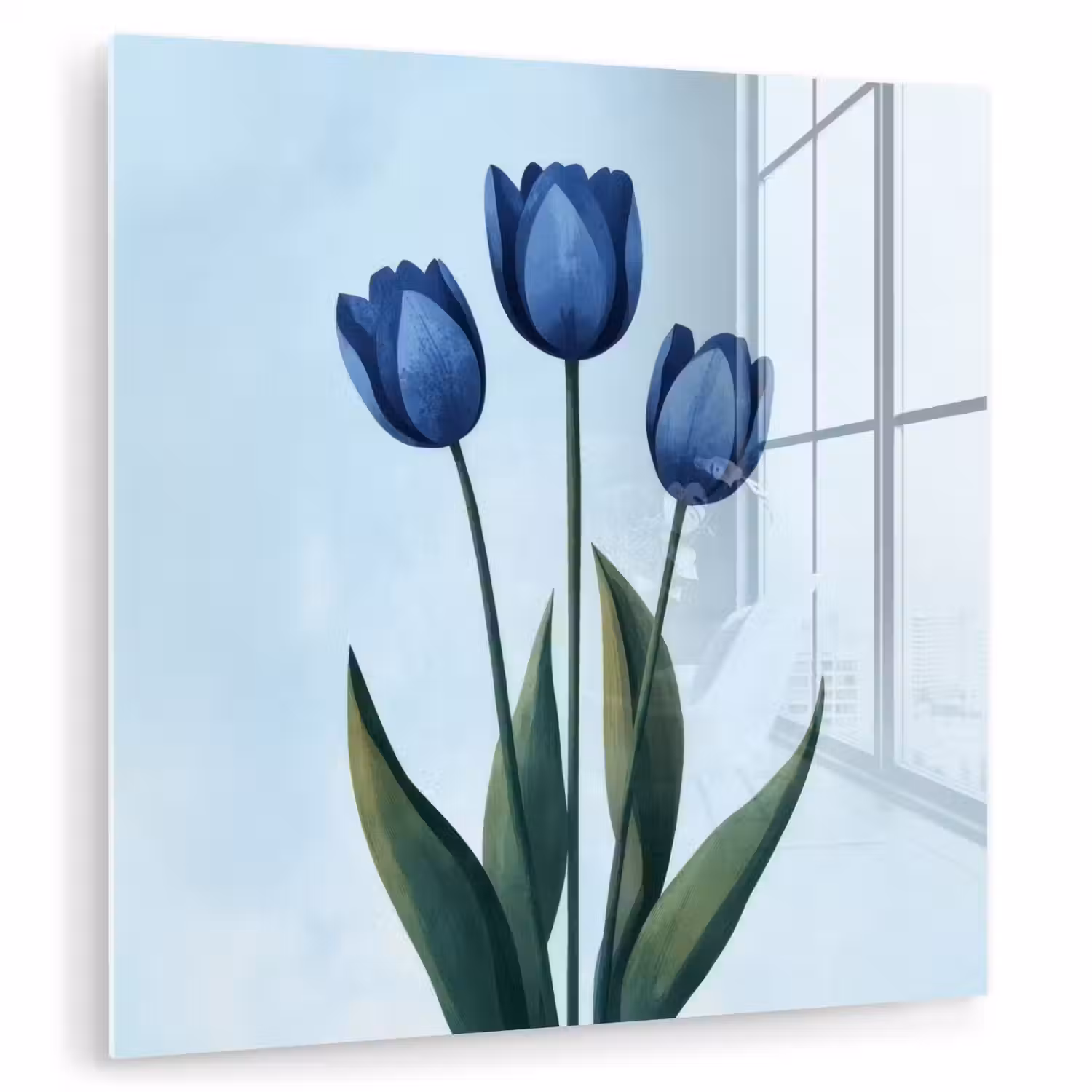 Tulpen - Blauw - Bladeren plexiglas 5mm klein -zzzproduct_nieuw