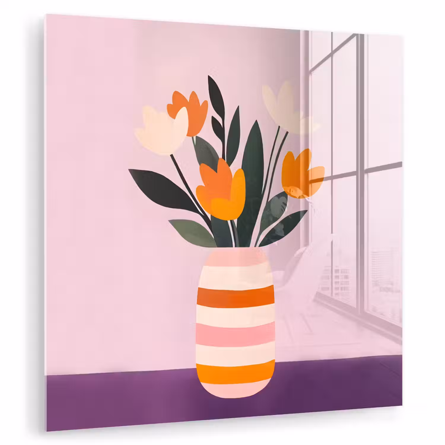 Tulpen - Vaas - Strepen - Paars plexiglas 5mm klein -zzzproduct_nieuw