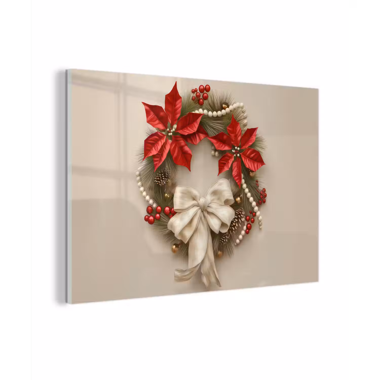 Deurkrans - Strik - Kerst - Rood - Groen plexiglas 5mm klein -zzzproduct_nieuw
