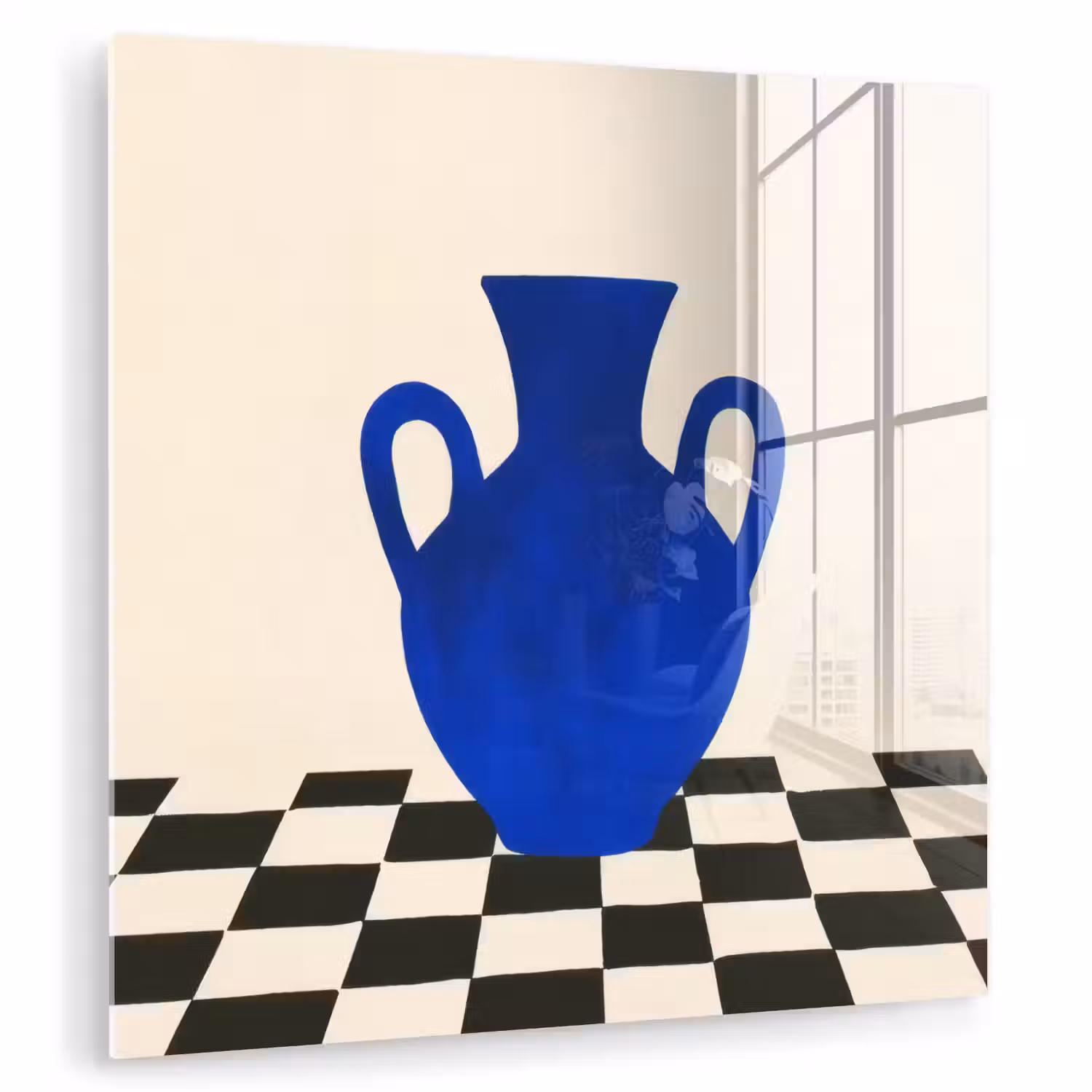Vaas - Blauw - Geblokt - Modern plexiglas 5mm klein -zzzproduct_nieuw