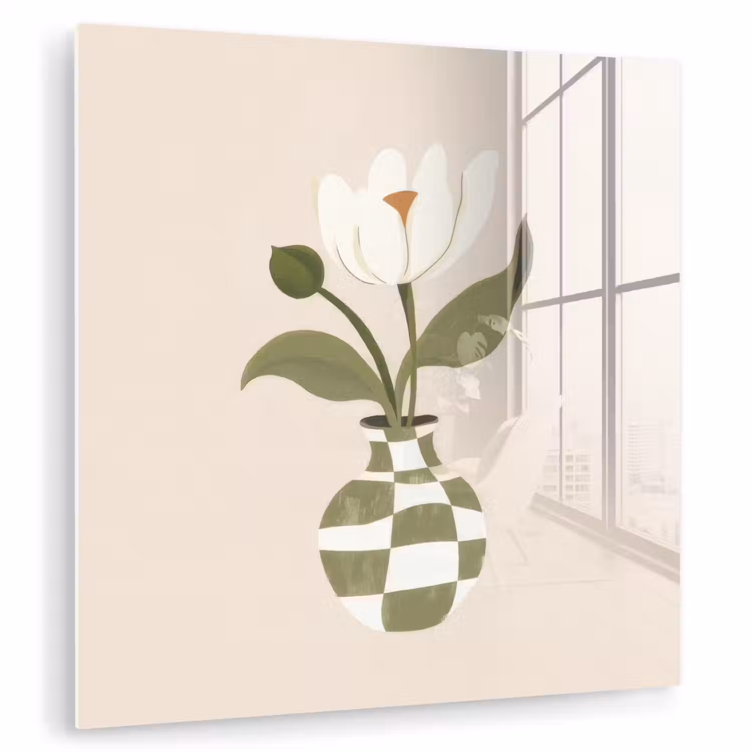 Vaas - Geruit - Bloem - Groen plexiglas 5mm klein -zzzproduct_nieuw