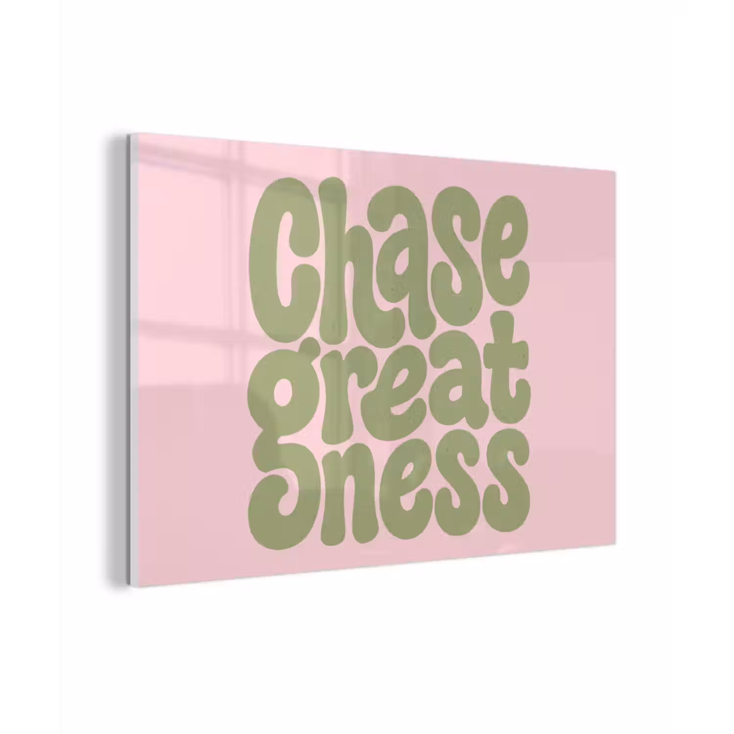 Chase greatness - Groen - Roze - Retro plexiglas 5mm klein -zzzproduct_nieuw