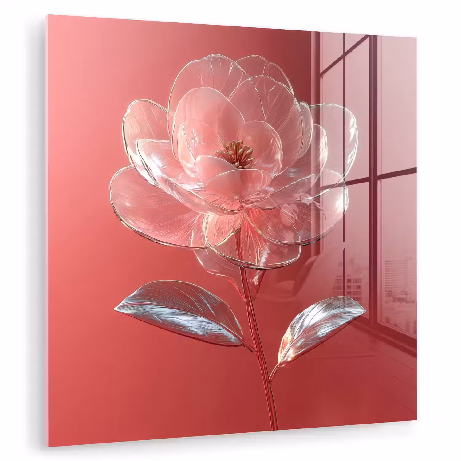 Sierlijk - Bloem - Roze - Glazen plexiglas 5mm klein -zzzproduct_nieuw