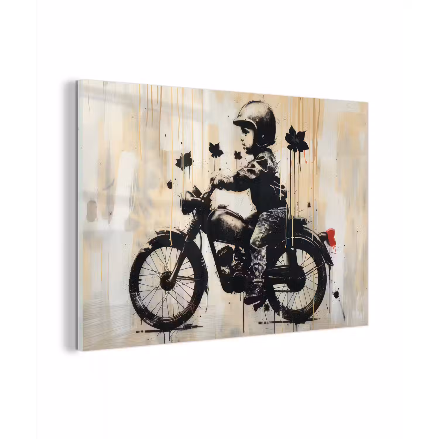 Vintage - Street art - Motor - Jongen - Graffiti - Zwart - Banksy plexiglas 5mm klein -zzzproduct_nieuw