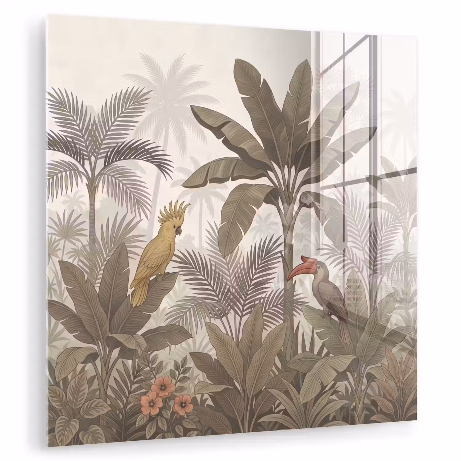 Vogel - Jungle - Tropisch - Illustratie - Groen plexiglas 5mm klein -zzzproduct_nieuw