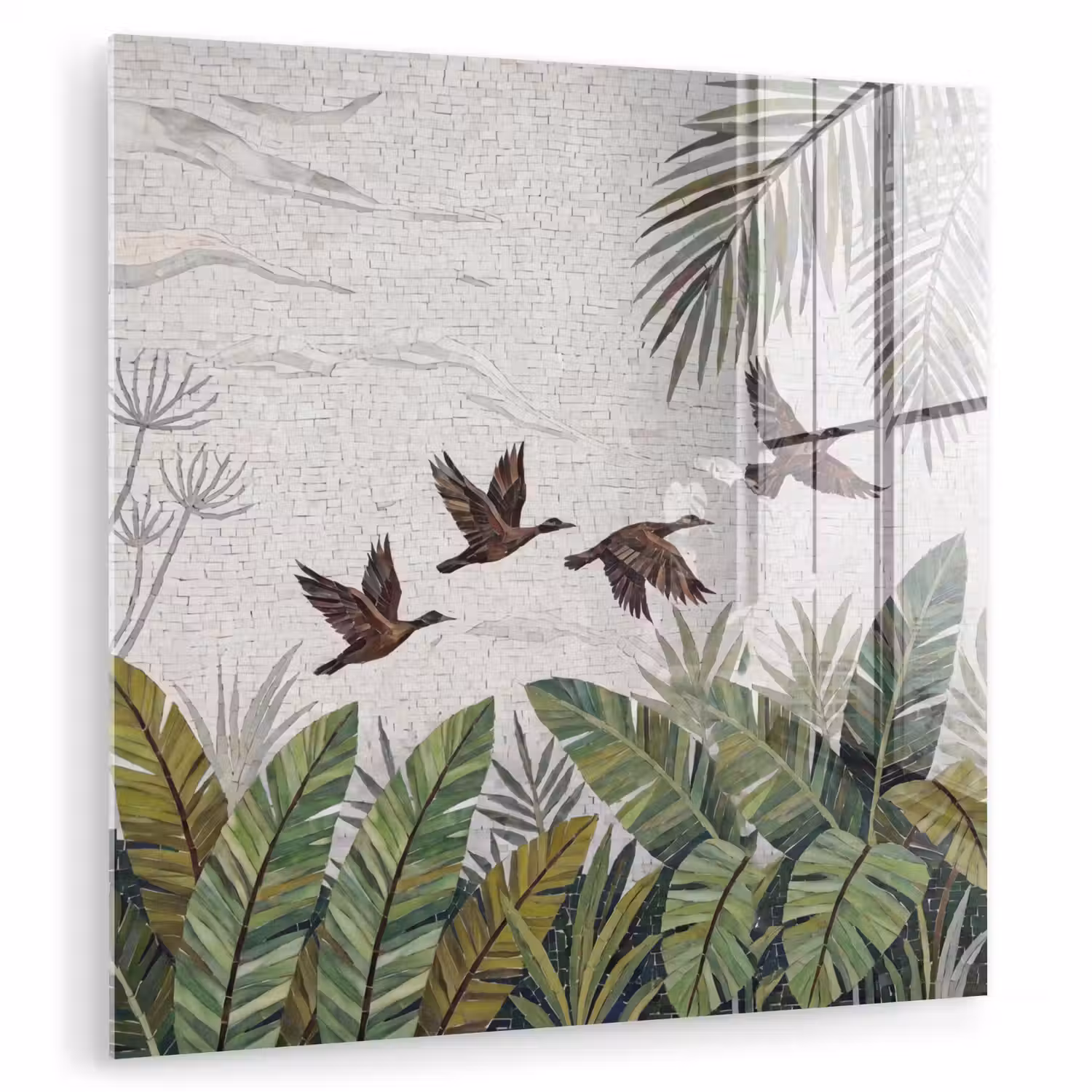 Vogel - Vliegend - Tropisch - Mozaïek - Groen plexiglas 5mm klein -zzzproduct_nieuw