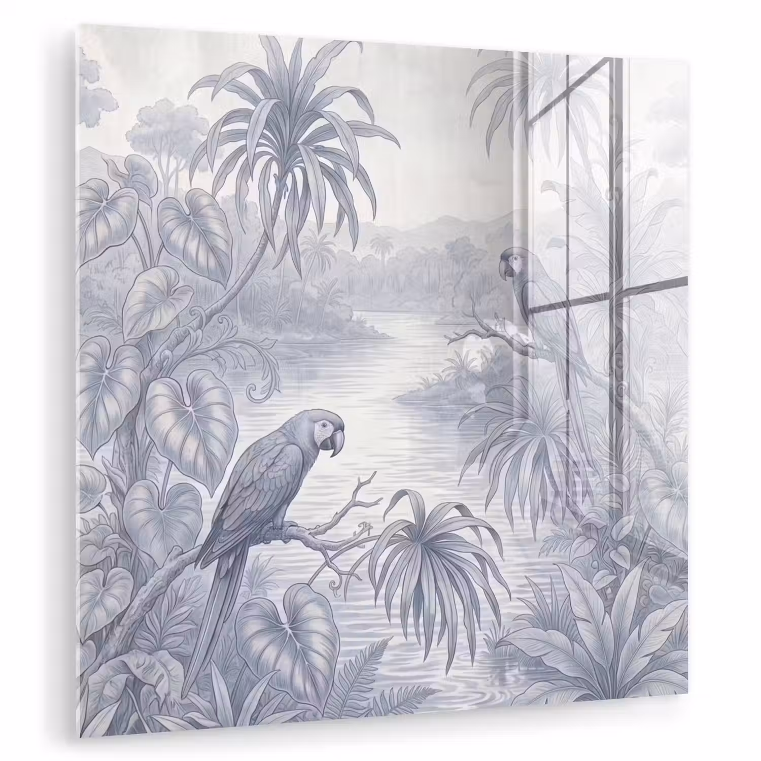 Vogel - Rivier - Tropisch - Illustratie - Blauw plexiglas 5mm klein -zzzproduct_nieuw