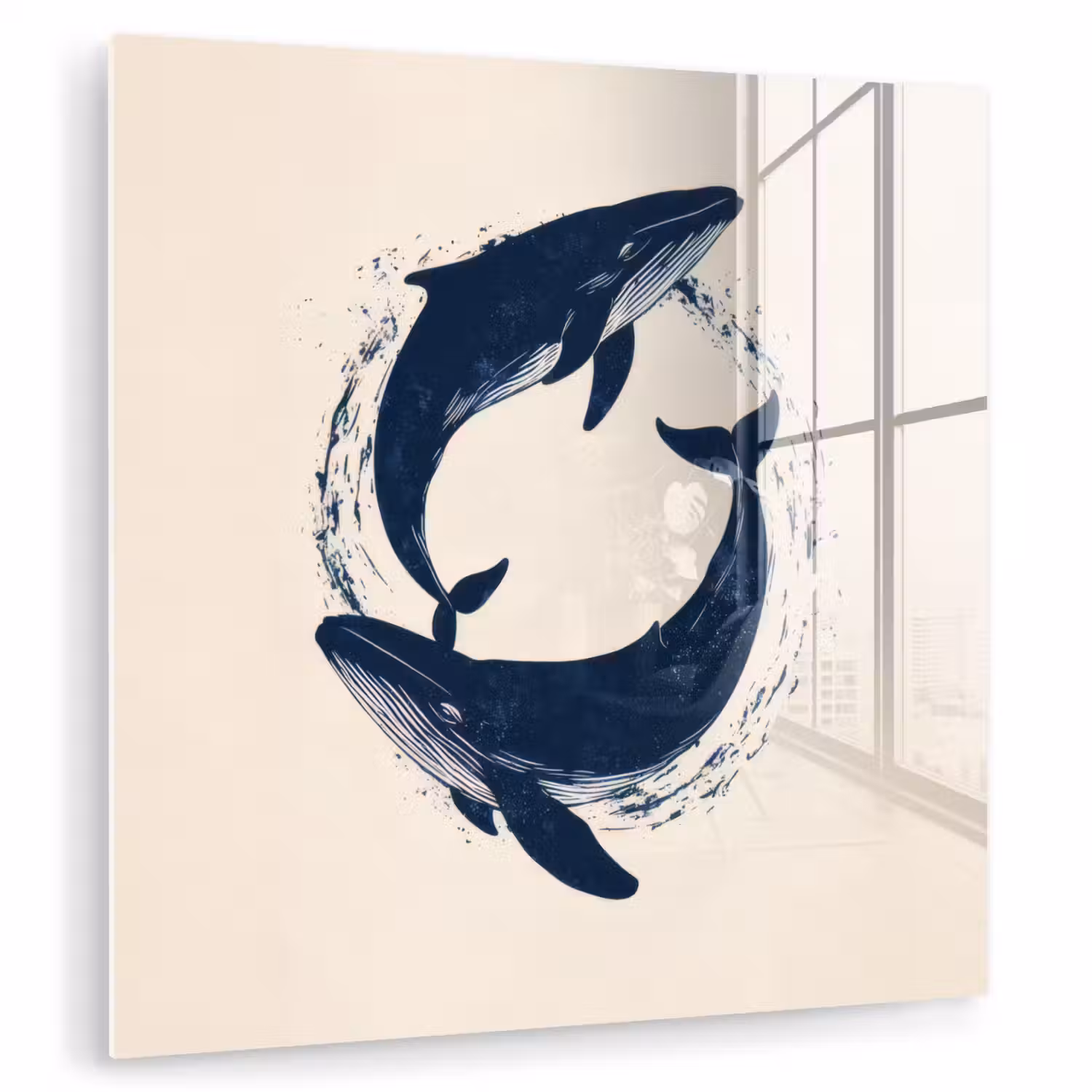 Walvissen - Spetters - Cirkel - Donkerblauw plexiglas 5mm klein -zzzproduct_nieuw