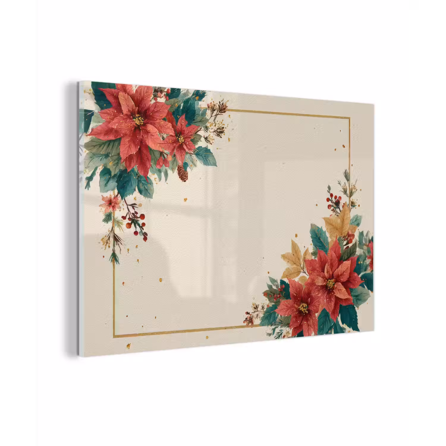 Kerst - Poinsettia - Omlijsting - Kleurrijk plexiglas 5mm klein -zzzproduct_nieuw