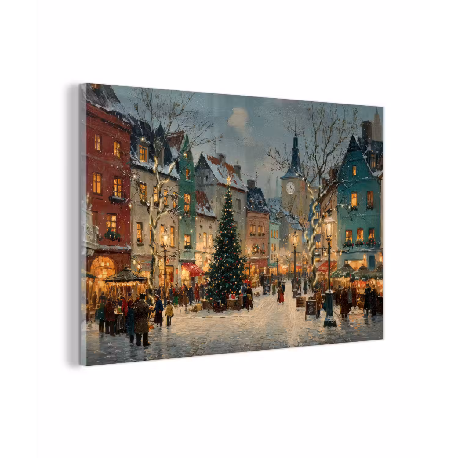 Kerstsfeer - Stadsplein - Kleurrijk plexiglas 5mm klein -zzzproduct_nieuw
