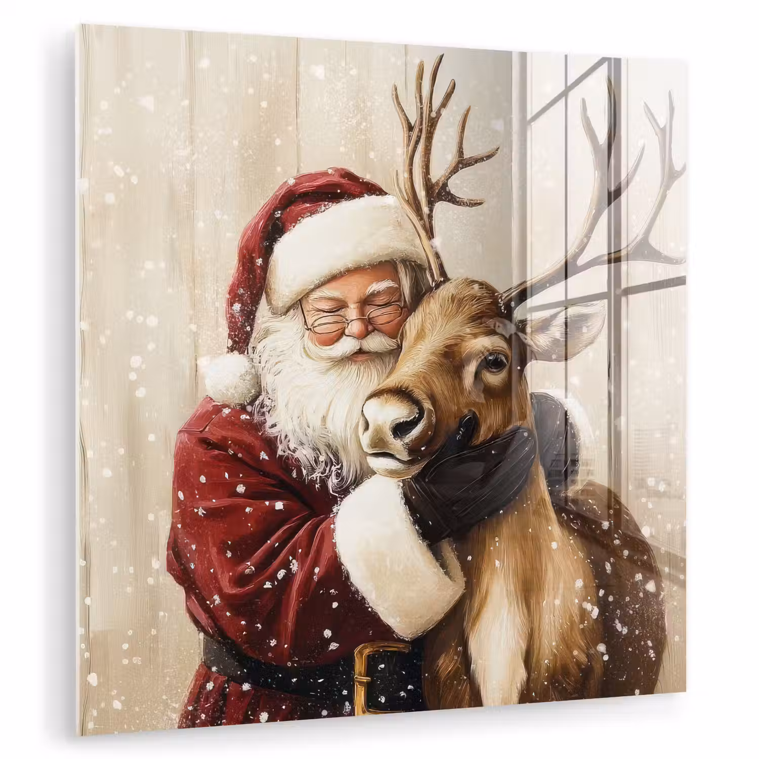 Kerstman - Rendier - Sneeuw - Kleurrijk plexiglas 5mm klein -zzzproduct_nieuw