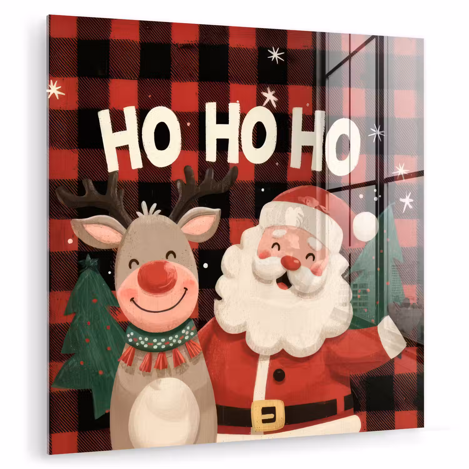 Kerstman - Rendier - Tekst - Rood - Zwart plexiglas 5mm klein -zzzproduct_nieuw