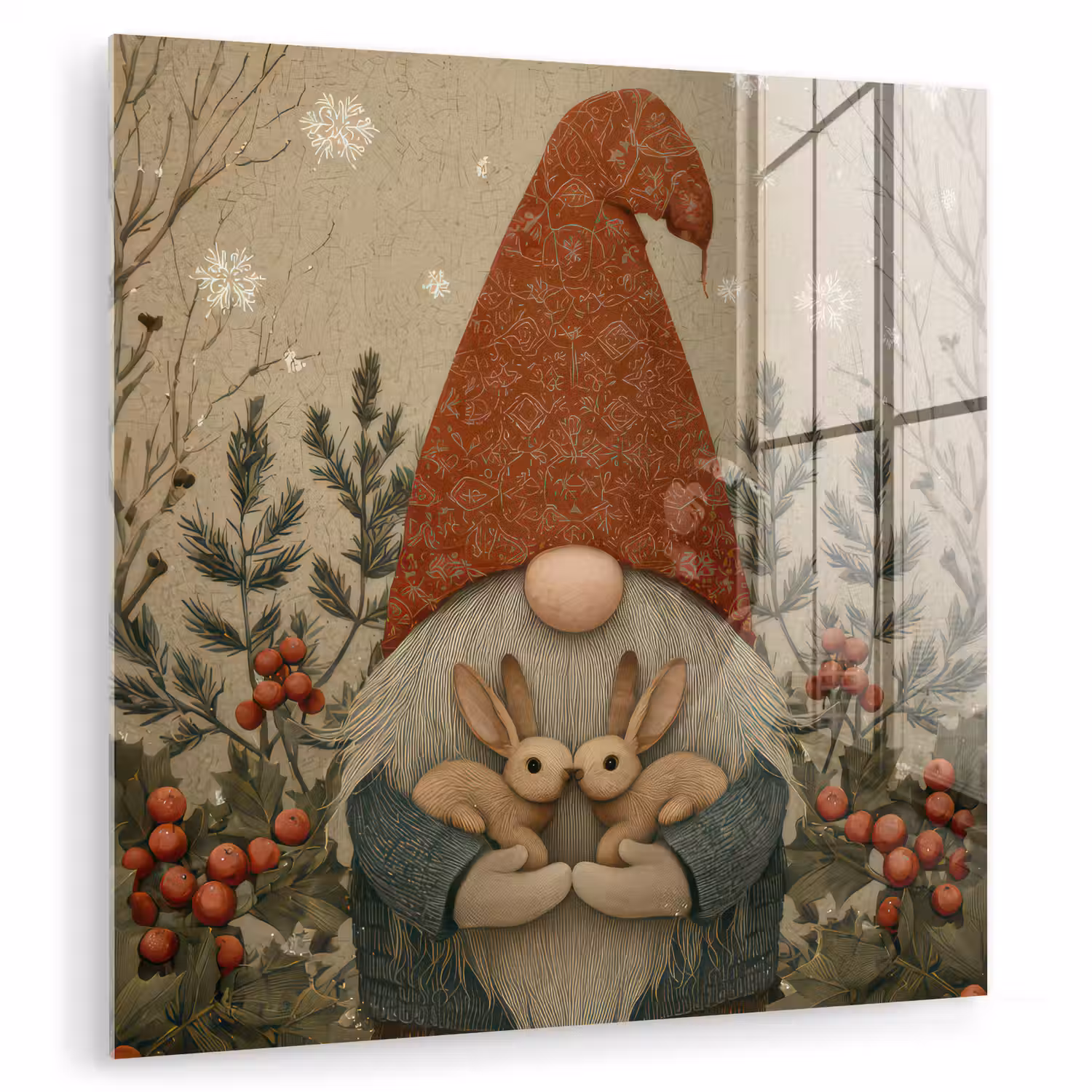 Kerstgnome - Konijntjes - Kleurrijk plexiglas 5mm klein -zzzproduct_nieuw