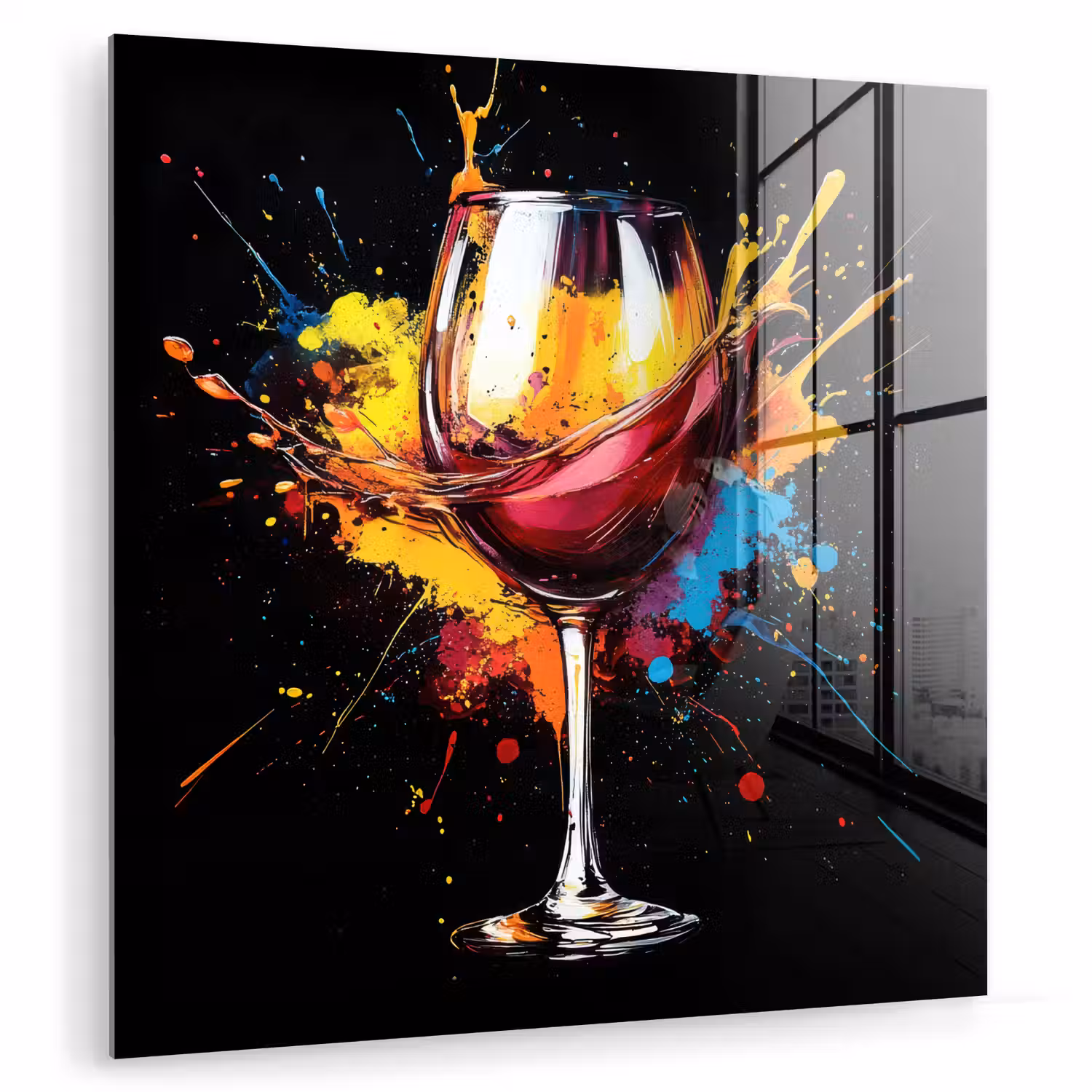 Wijn - Glas - Graffiti - Borrel - Rood - Verf plexiglas 5mm klein -zzzproduct_nieuw