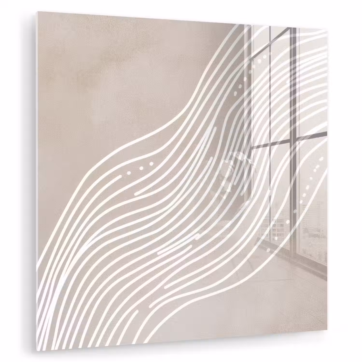 Golvende lijnen - Vloeiend - Zandkleurig plexiglas 5mm klein -zzzproduct_nieuw