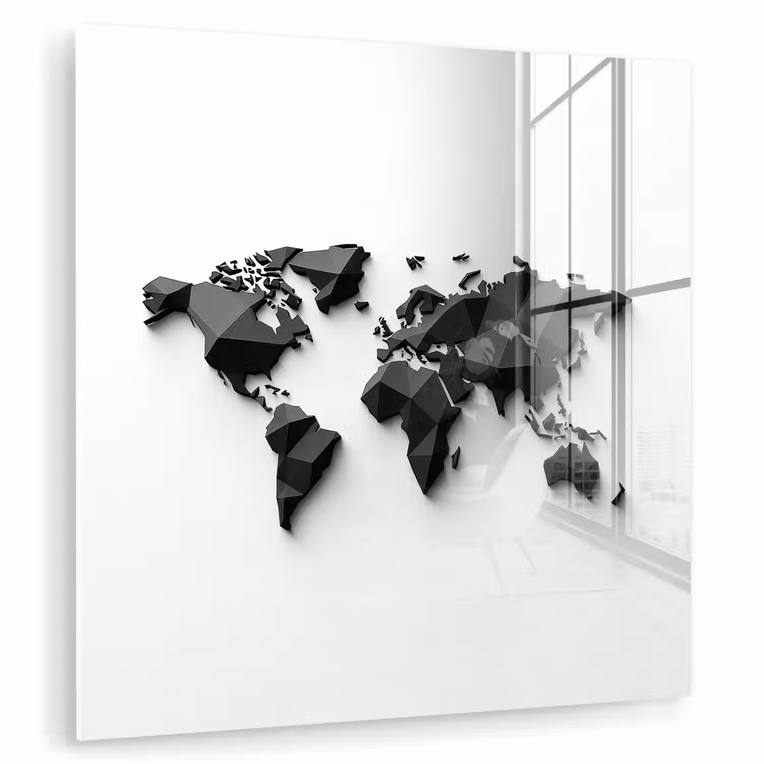 Wereldkaart - 3D - Zwart plexiglas 5mm klein -zzzproduct_nieuw