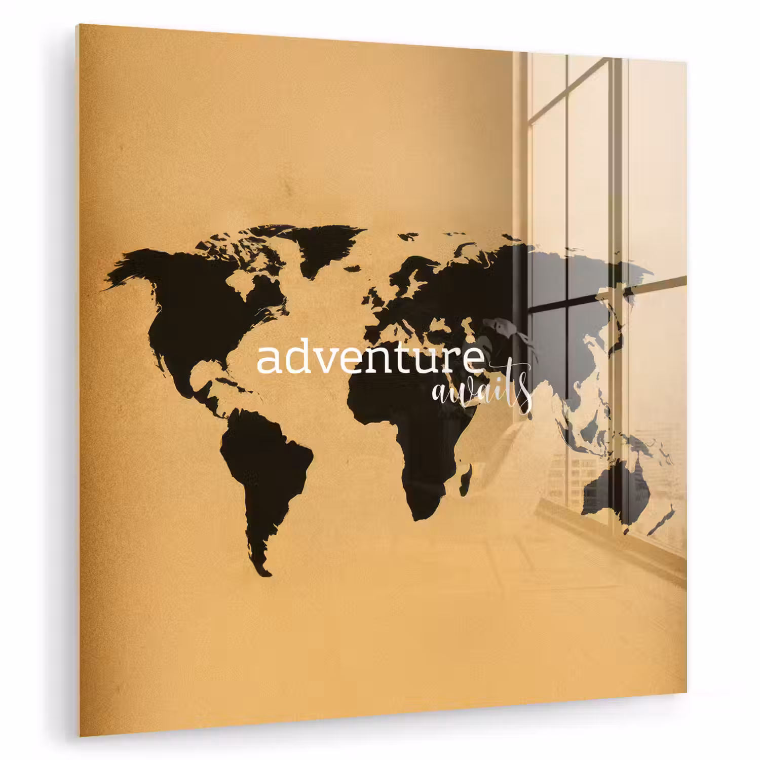 Wereldkaart - Adventure - Beige plexiglas 5mm klein -zzzproduct_nieuw
