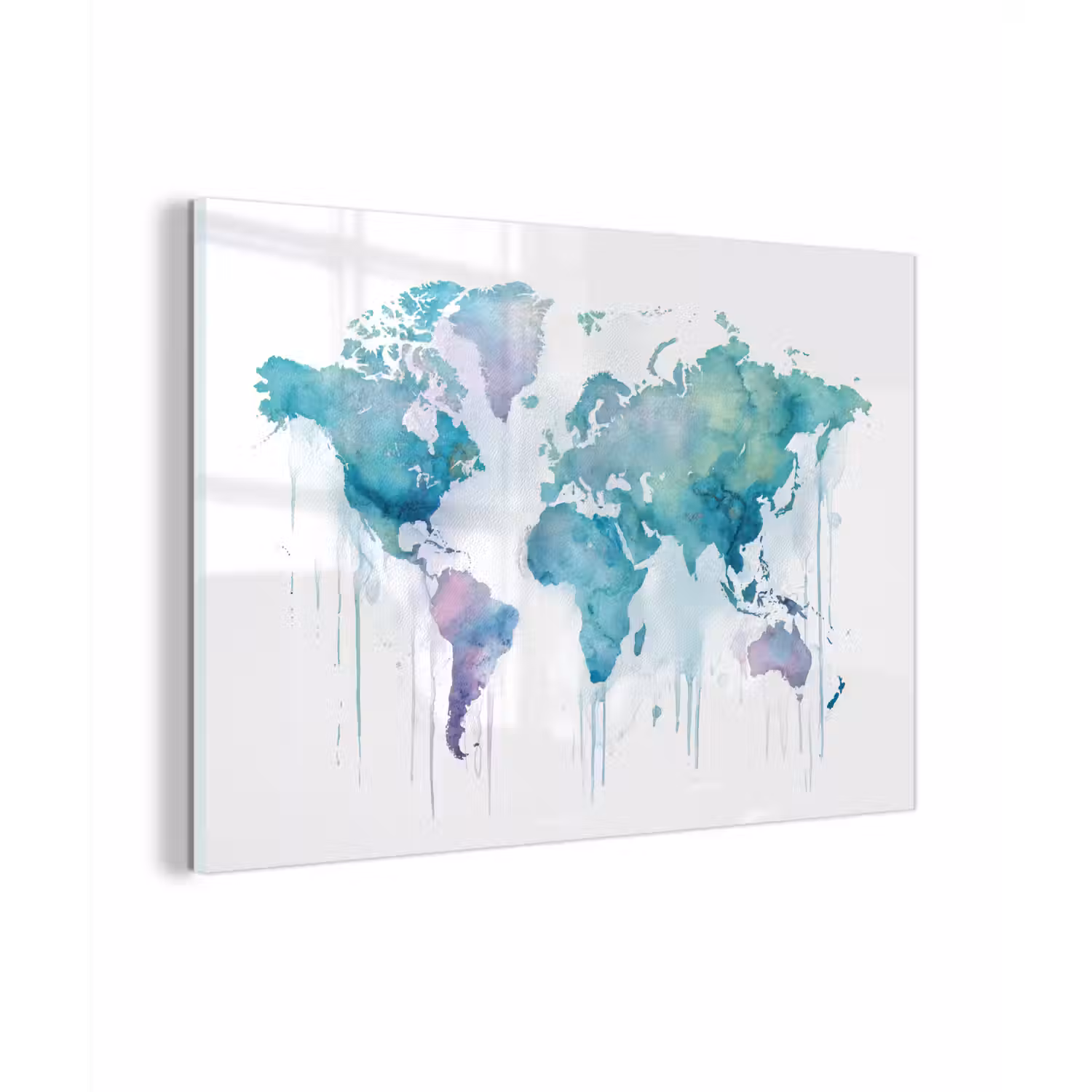 Wereldkaart - Waterverf - Blauw - Druppels plexiglas 5mm klein -zzzproduct_nieuw