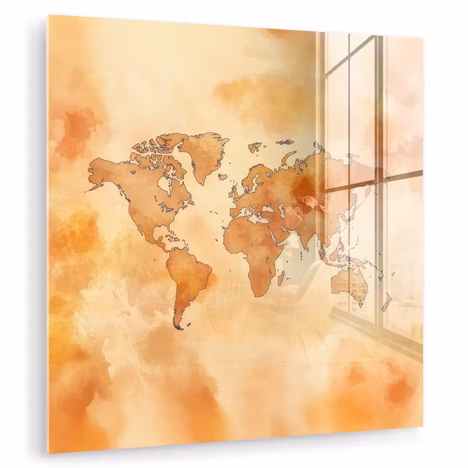 Wereldkaart - Aquarelstijl plexiglas 5mm klein -zzzproduct_nieuw