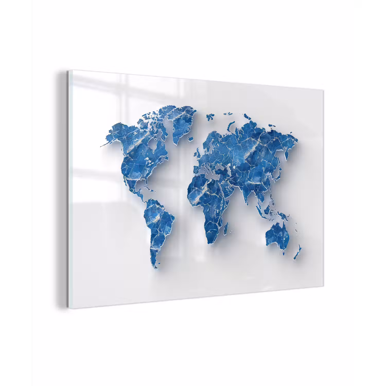 Wereldkaart - Blauwe stedenstructuur plexiglas 5mm klein -zzzproduct_nieuw