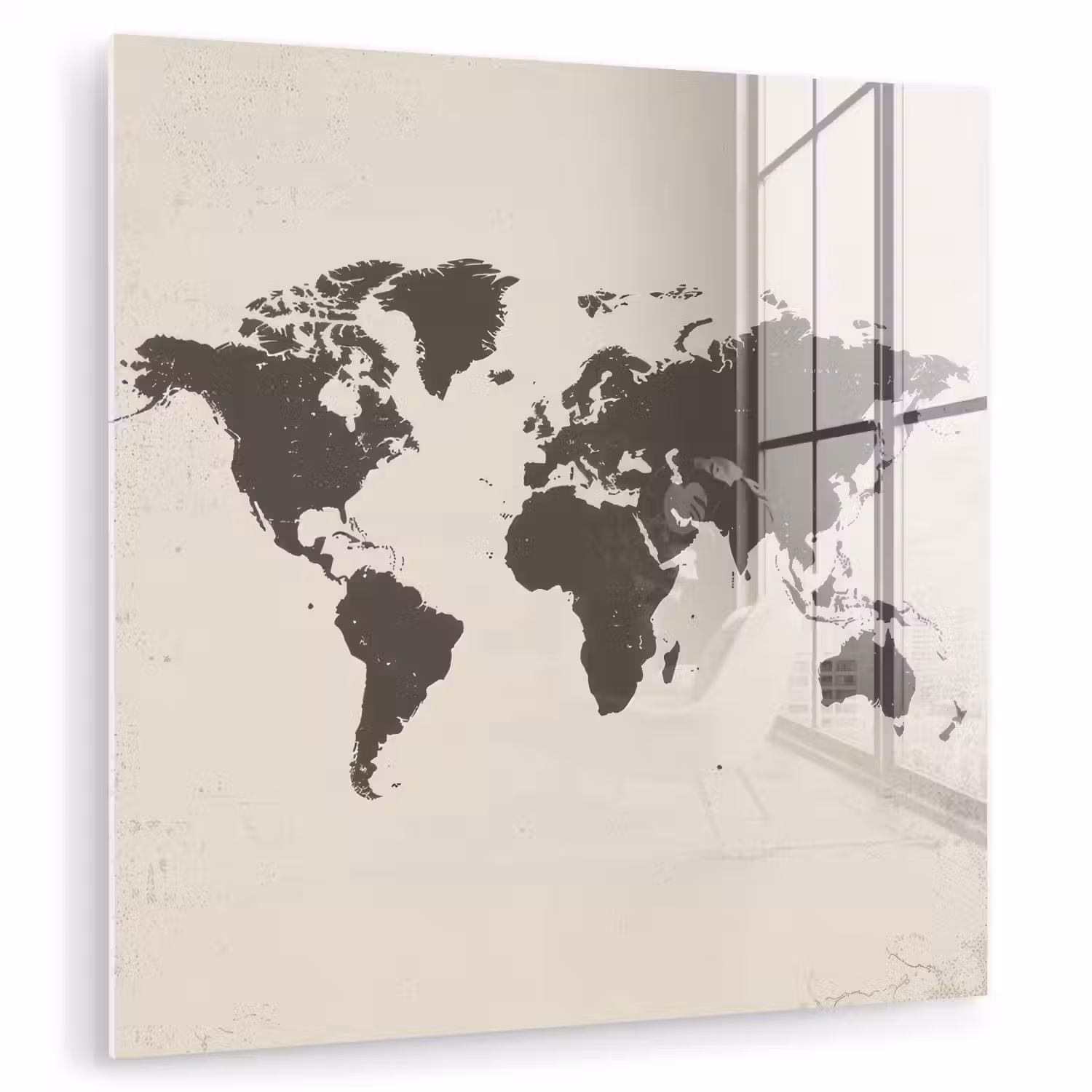 Wereldkaart - Stempelstijl - Ruw plexiglas 5mm klein -zzzproduct_nieuw