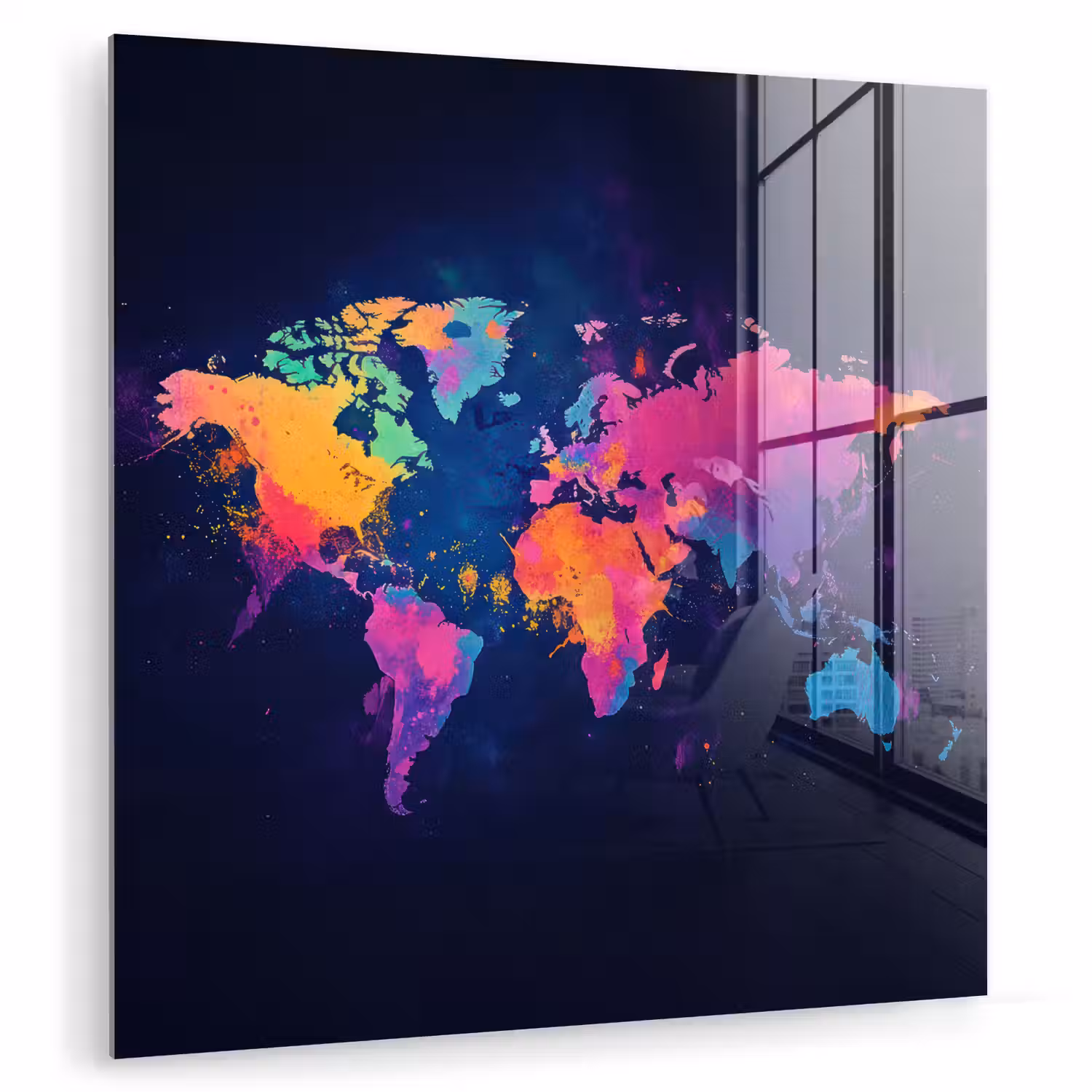 Wereldkaart - Kleurrijk - Graffiti plexiglas 5mm klein -zzzproduct_nieuw
