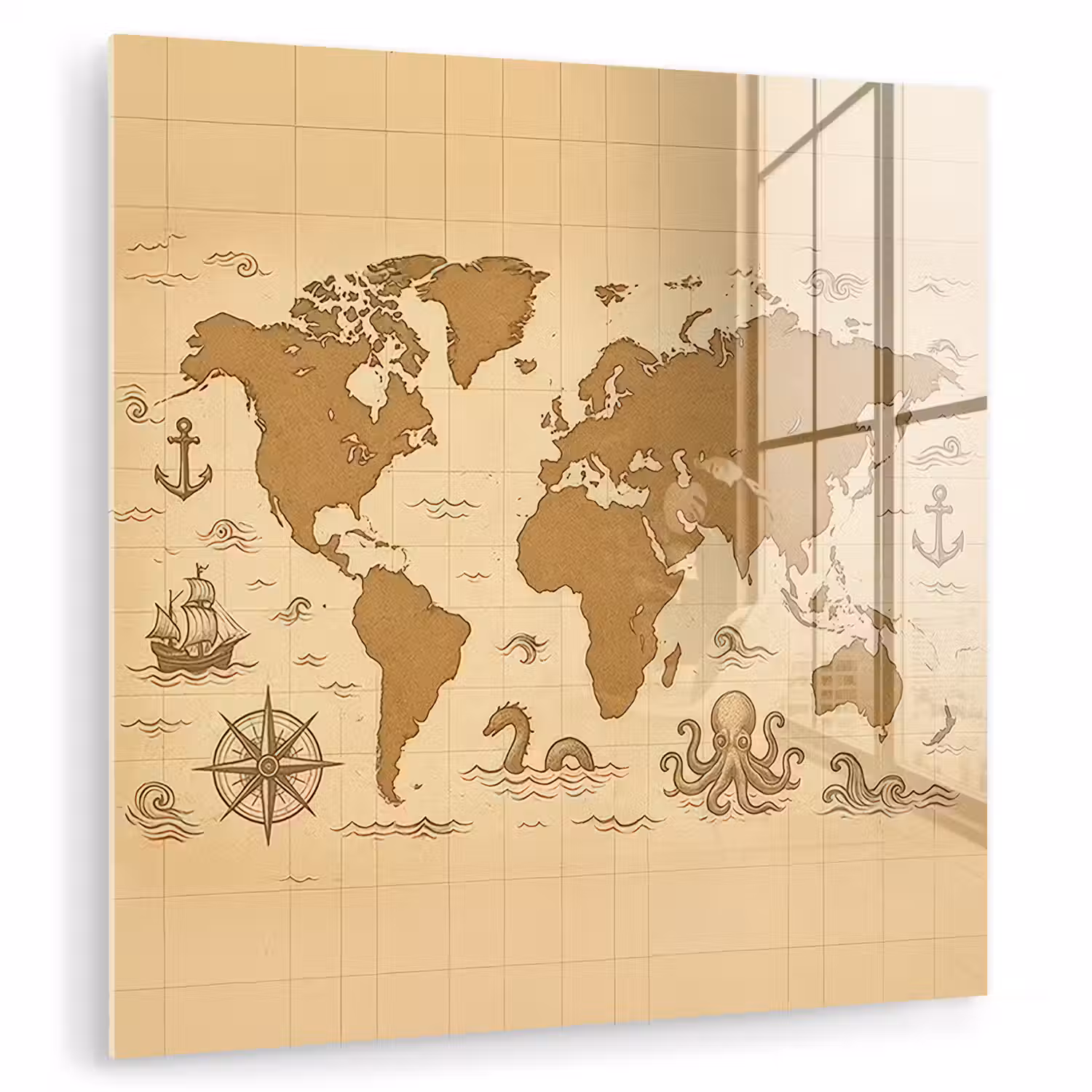 Wereldkaart - Decoratief - - Avontuurlijk plexiglas 5mm klein -zzzproduct_nieuw