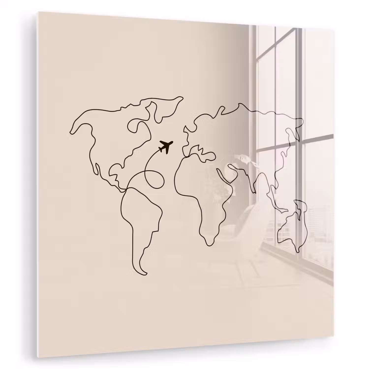 Wereldkaart - Simpel - Vliegtuig plexiglas 5mm klein -zzzproduct_nieuw