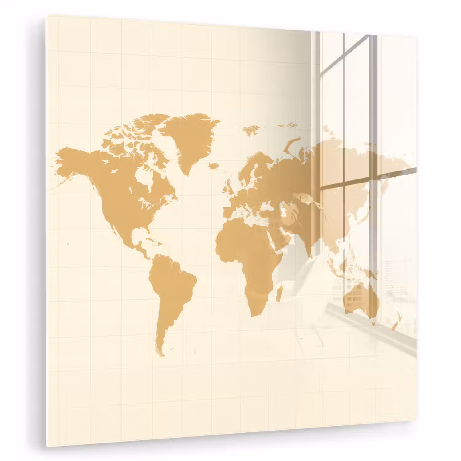 Wereldkaart - Strakke vlakstijl - Rasterachtergrond plexiglas 5mm klein -zzzproduct_nieuw