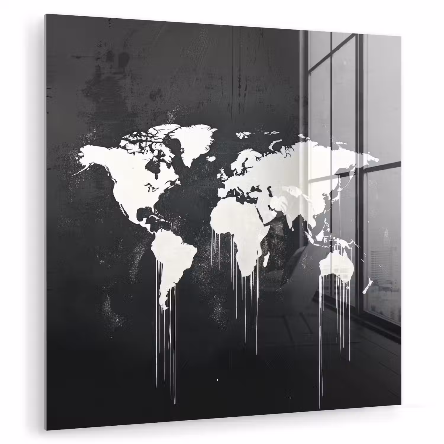 Wereldkaart - Verf - Wit plexiglas 5mm klein -zzzproduct_nieuw