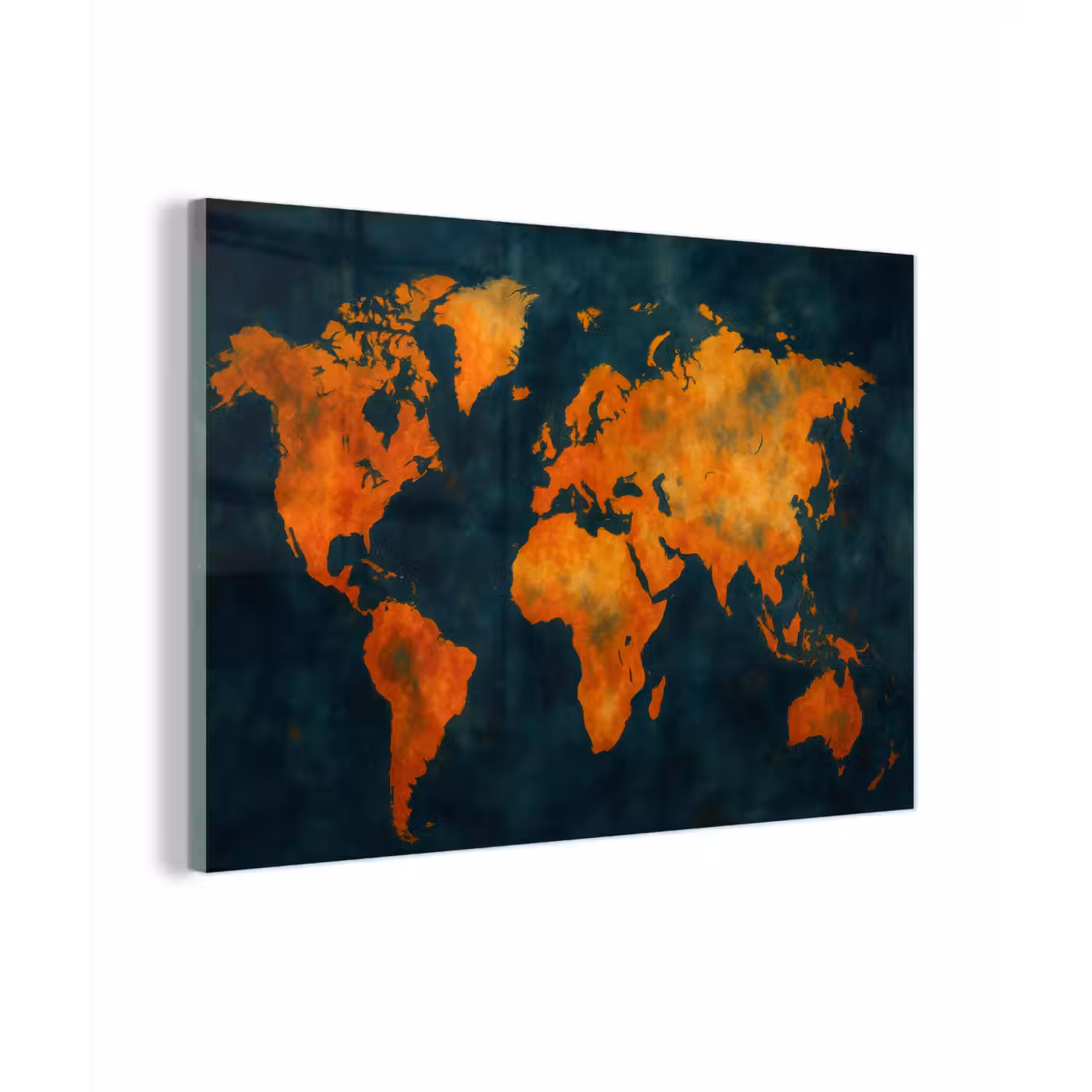 Wereldkaart - Vurige kleuren - Expressieve stijl plexiglas 5mm klein -zzzproduct_nieuw