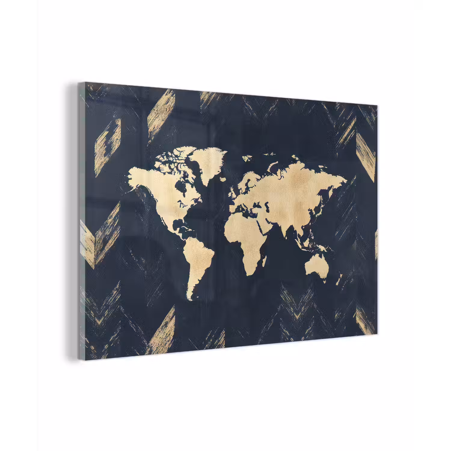 Wereldkaart - Visgraatpatroon - Vintage - Blauw plexiglas 5mm klein -zzzproduct_nieuw