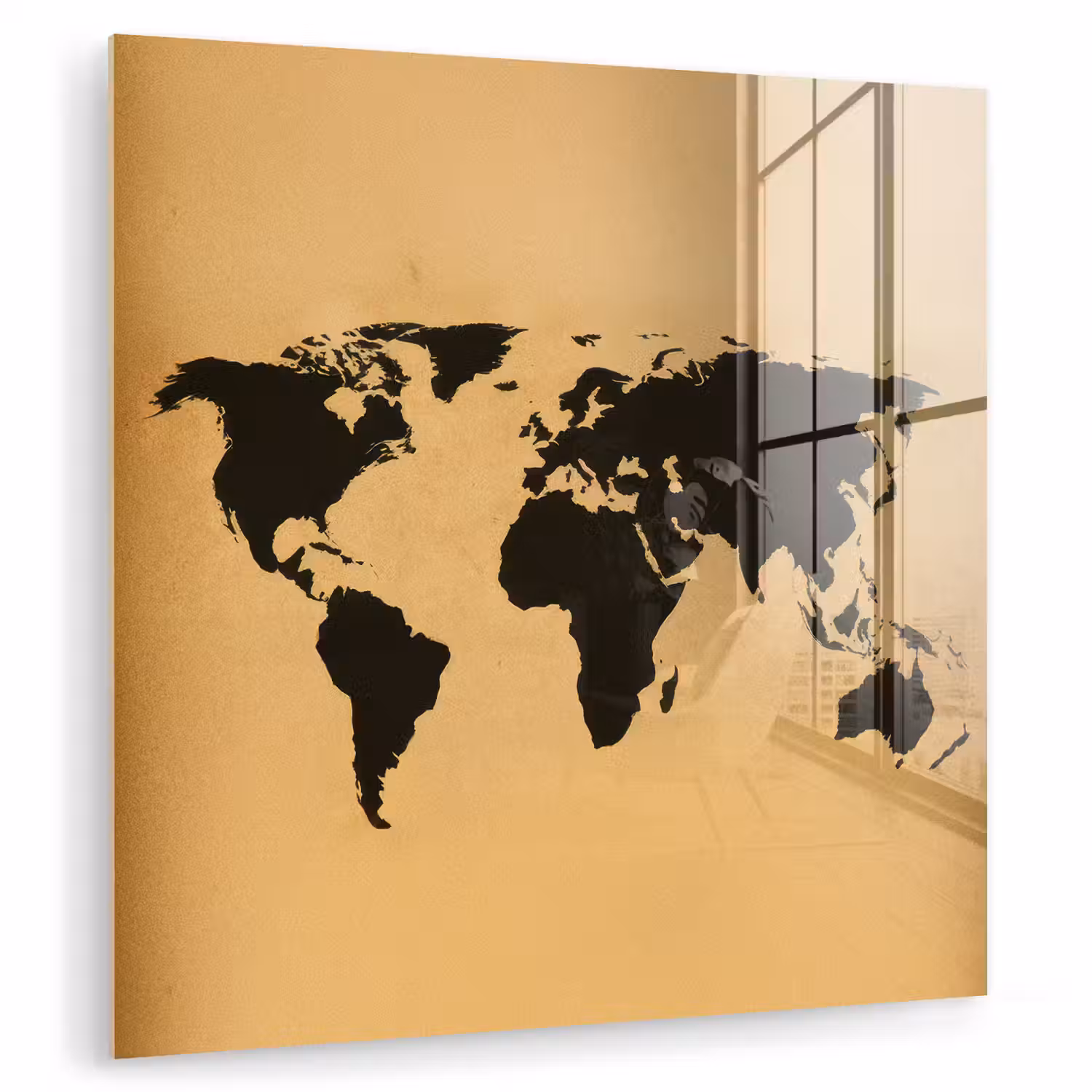 Wereldkaart - Grafisch - Zwart plexiglas 5mm klein -zzzproduct_nieuw