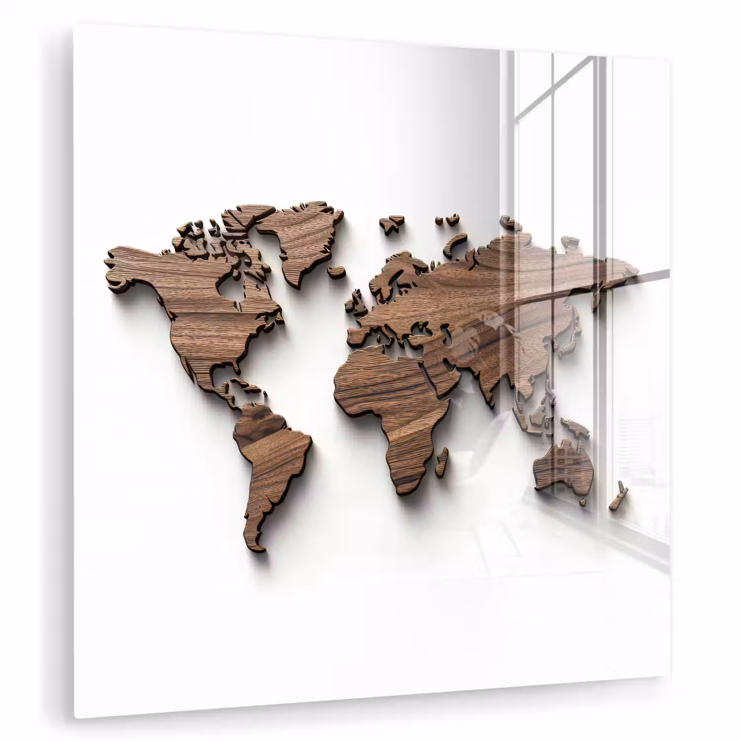 Wereldkaart - Hout - Elegant plexiglas 5mm klein -zzzproduct_nieuw