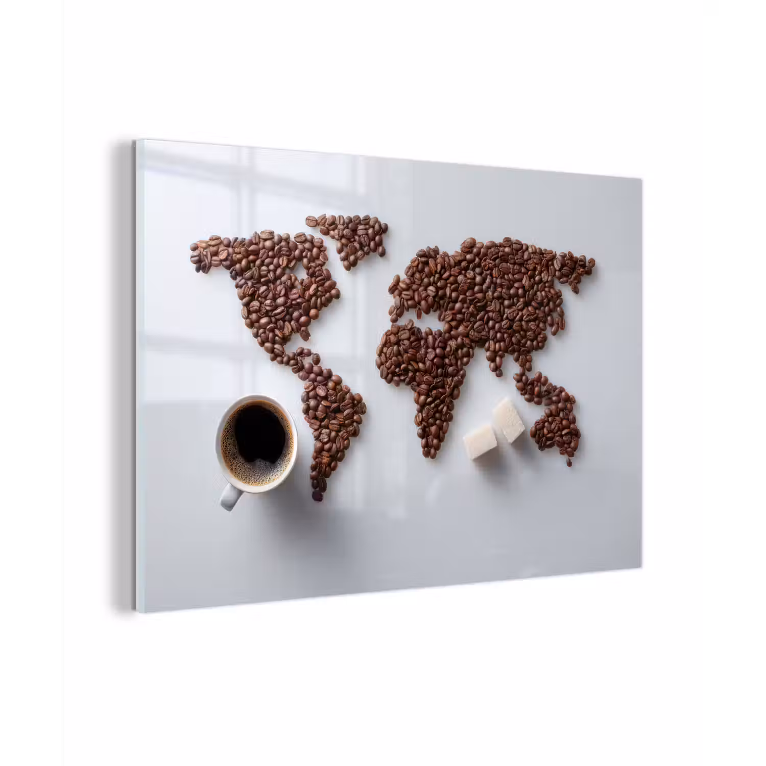 Wereldkaart - Koffiebonen - Suikerklontjes plexiglas 5mm klein -zzzproduct_nieuw