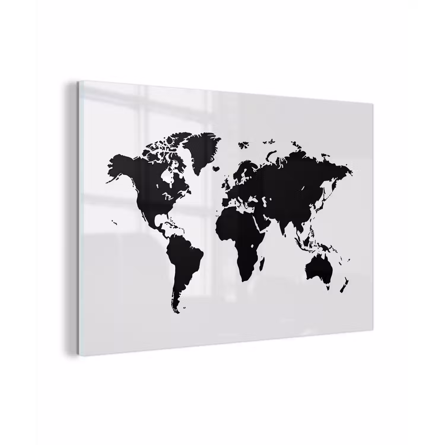 Wereldkaart - Contrast - Zwart - Wit plexiglas 5mm klein -zzzproduct_nieuw