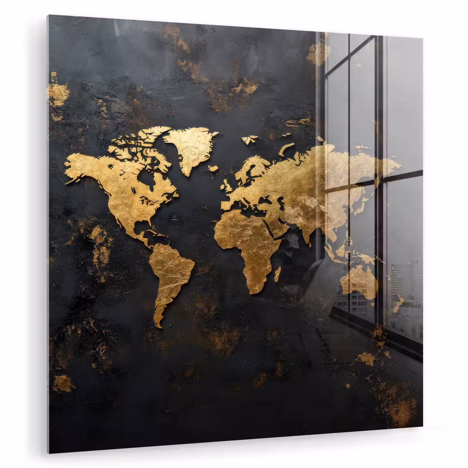 Wereldkaart - Artistiek - Zwart plexiglas 5mm klein -zzzproduct_nieuw