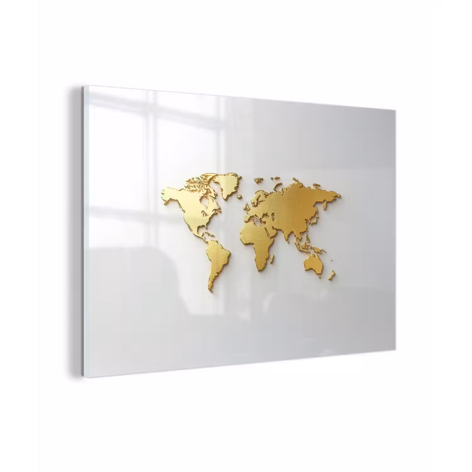 Wereldkaart - Luxe uitstraling - Glanzend goud plexiglas 5mm klein -zzzproduct_nieuw